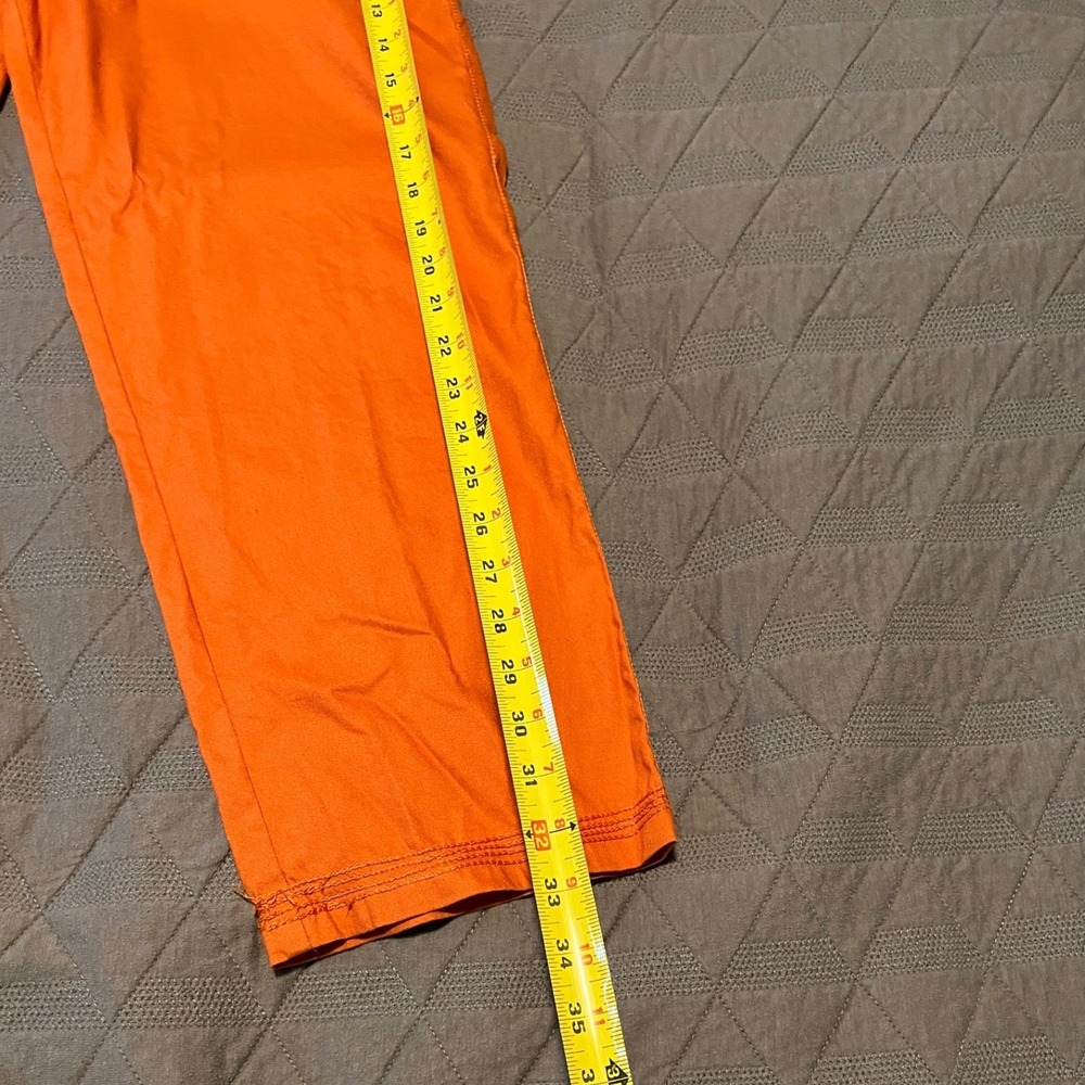 Max Studio Straight Leg Pants Size 8 Orange Textured Ankle Cropped Stitched Hem - Picture 7 of 7